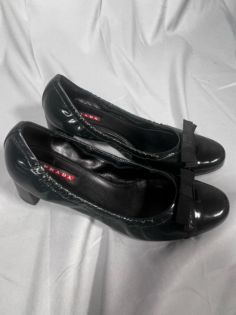 Prada Sport Vernice Baltico Patent Bow Pumps 315281 Size 39 - Picture 3 of 12